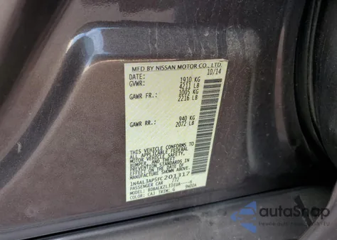 2015 Nissan Altima 2.5 z USA, uszkodzony, nr VIN 1N4AL3AP5FC201317